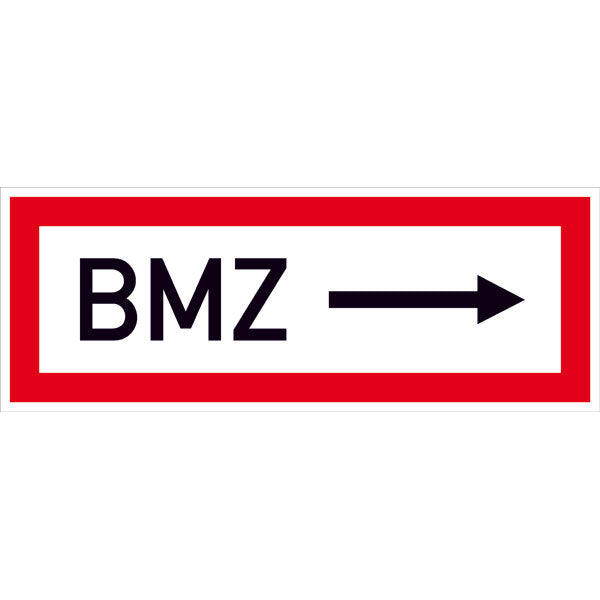 Feuerwehrzeichen nach DIN 4066 mit Text BMZ Pfeil rechts