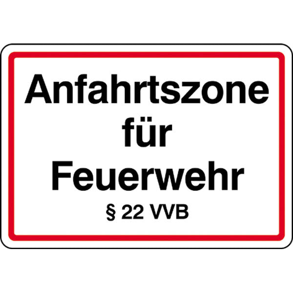 Schild Anfahrtszone für die Feuerwehr § 22 VVB 50 cm x 35 cm