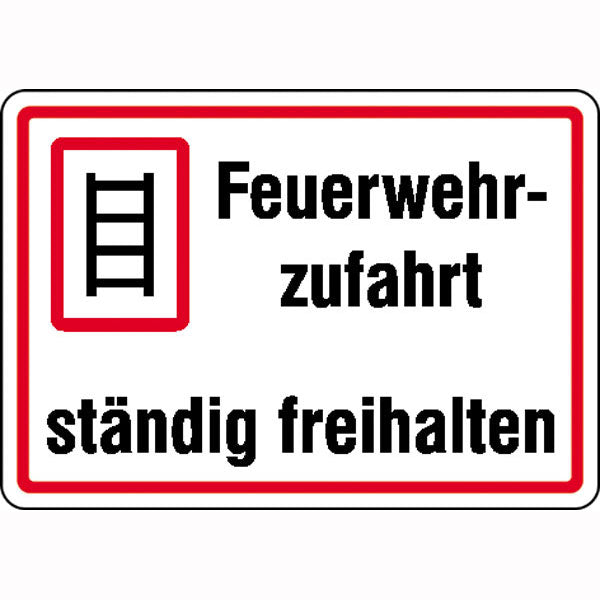 Schild Feuerwehrzufahrt ständig freihalten 50 cm x 35 cm Rand rot