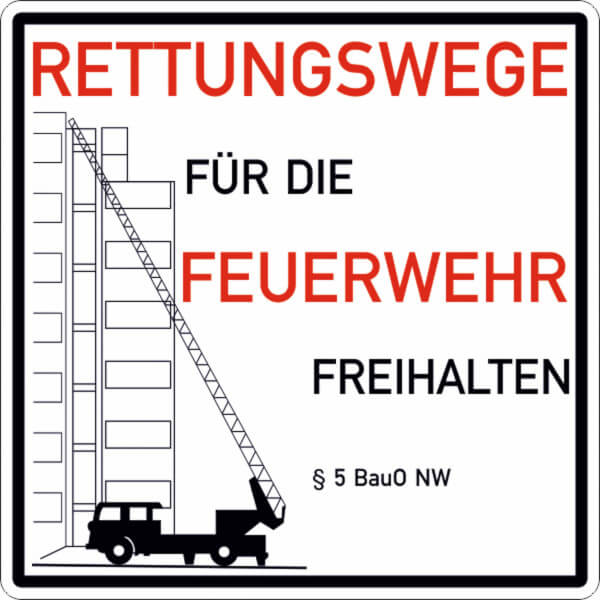 Rettungswege für die Feuerwehr freihalten nach § 5 BauO NW