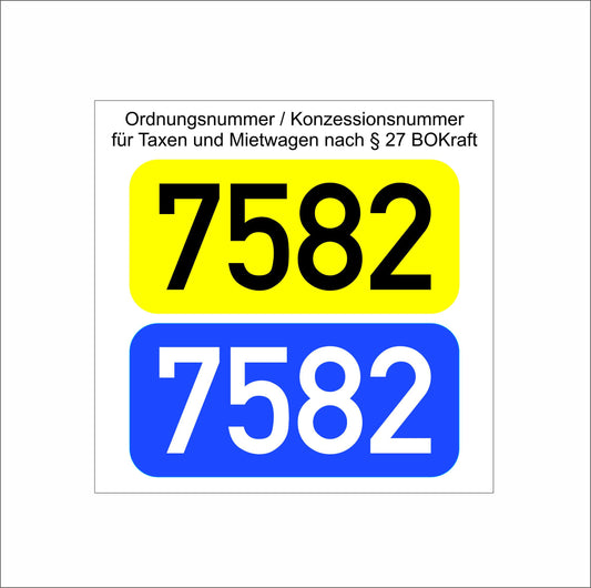 Ordnungsnummern für Mietwagen und Taxi nach BOKraft §27 von Somaspa