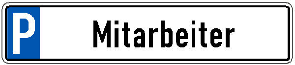 Parkplatzschild mit Text Mitarbeiter