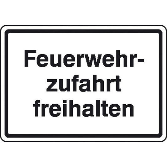 Schild Feuerwehrzufahrt freihalten Rand schwarz 50 cm x 35 cm