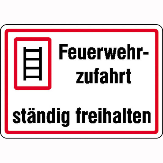 Schild Feuerwehrzufahrt ständig freihalten 50 cm x 35 cm Rand rot
