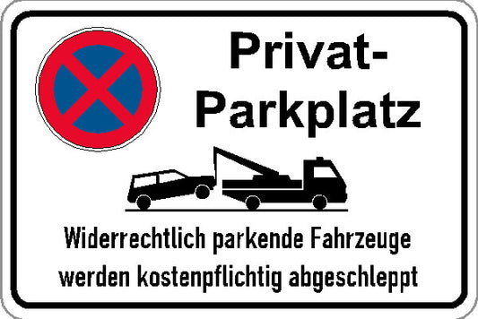 Halteverbotsschild Privatparkplatz im Querformat